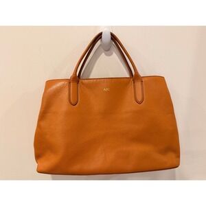 Mark and Graham Elisabetta Slouchy Bamboo Orange Pebbled Leather Tote Bag AJC